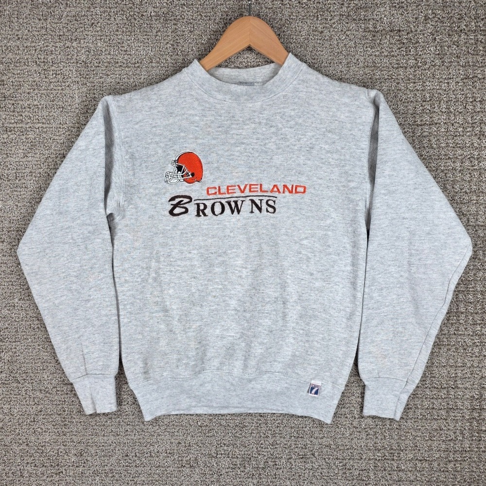 Vintage Logo 7 Cleveland Browns Kids Small Gray Crewneck Sweatshirt NFL Football